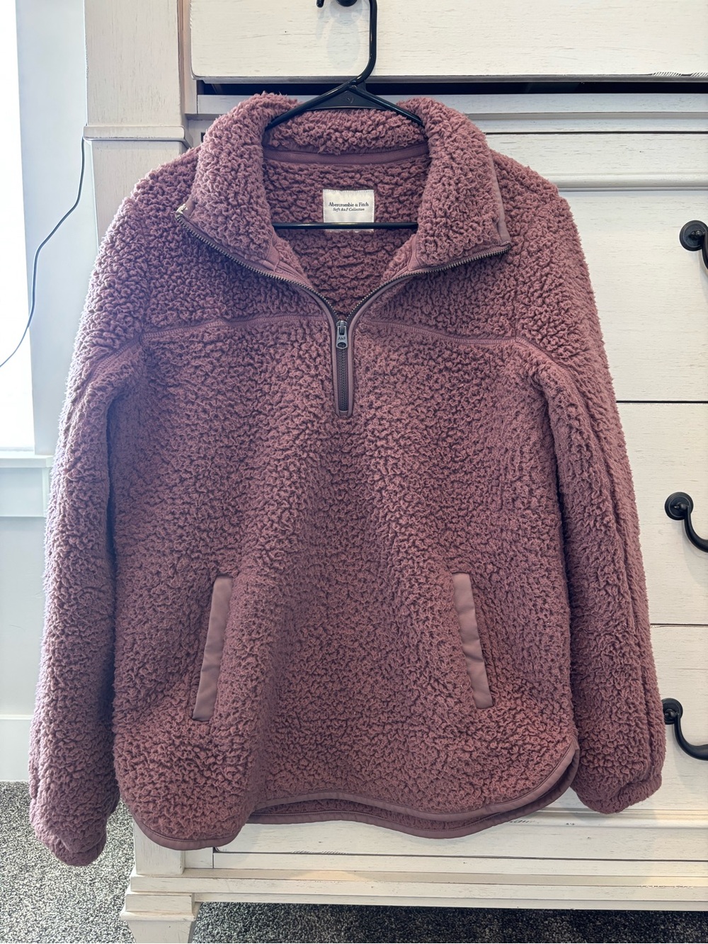 Abercrombie & Fitch Mauve Sherpa Half-Zip Pullover